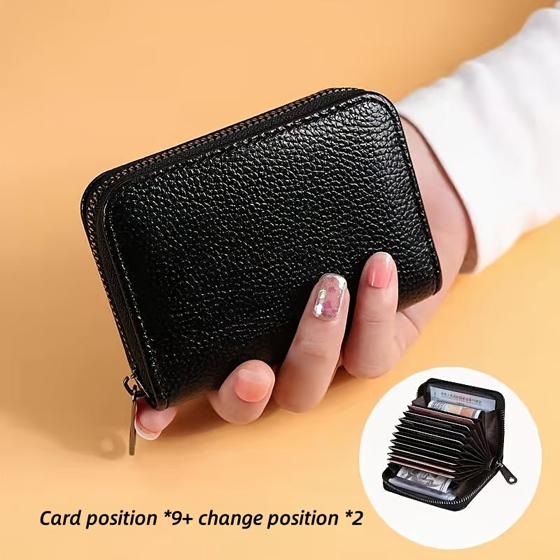 1pc Men'S Casual Faux Leather Wallet & Business Card Case, Black, Universal, PU Material, Smooth, Durable, Multi-Purpose, Large Capacity, with Multi-Card Slot, ID Card Bag, Zipper Pocket, Stylish, Safe, Anti-Degaussing, for D