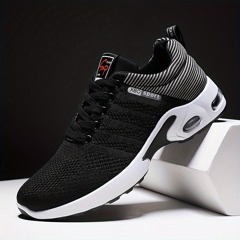 Men'S Breathable Mesh Air Cushion Sneakers - Durable Lace-Up Running Shoes with PVC Sole, Fabric Inner & Upper, for Outdoor Sports and Casual Wear, Low-Top Design, All-Season Comfort, Allseason Running Shoes|Modern Casual Sho
