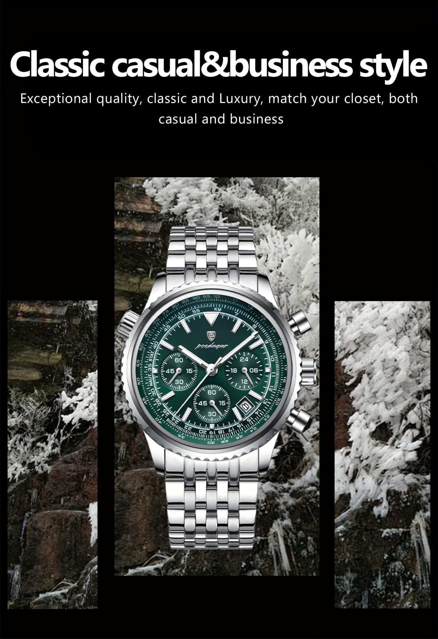 The New 2024 Waterproof Luminous Calendar Stainless Steel Chronograph Quartz Watch from Baida Is a High-End, Powerful, And Trendy Quartz Wristwatch for Men.