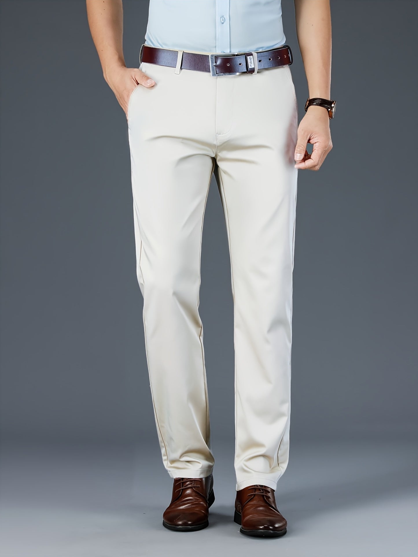 New Casual Formal Pants for Men in Four Seasons, Featuring a Business Style with Trendy Long Trousers. Fashionable And Versatile Men'S Elastic Dress Pants with a Comfortable Classic Design for Casual Wear.