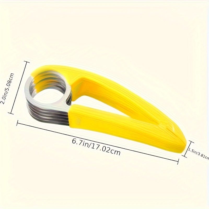 Premium Banana & Cucumber Slicer Pro - Sharp Stainless Steel Blade, Manual Handheld Slicer with Ergonomic Yellow Plastic Handle - Dishwasher Safe, Rust-Resistant & BPA-Free for Healthy Snacks, Meal Prep, Home & Professional K