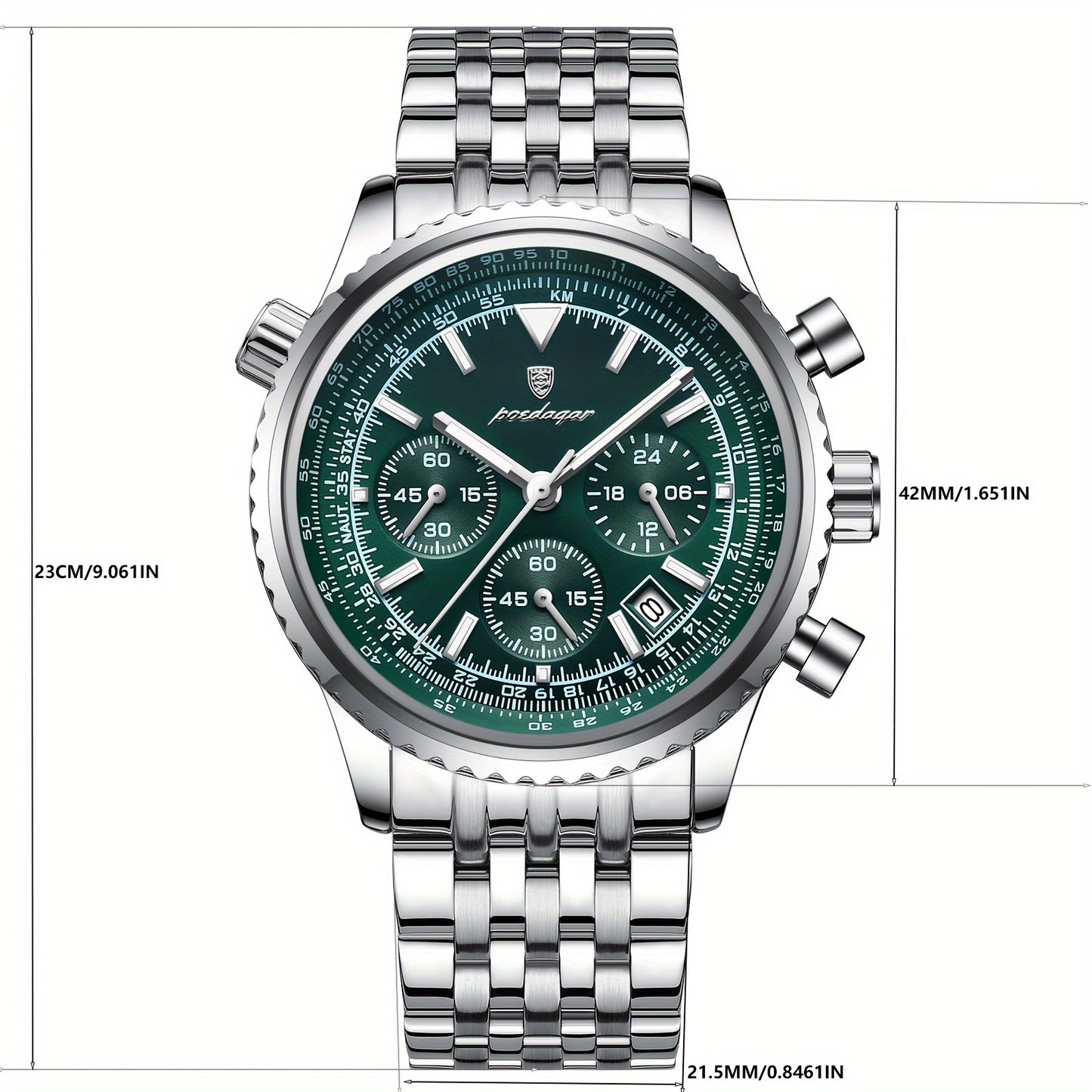 The New 2024 Waterproof Luminous Calendar Stainless Steel Chronograph Quartz Watch from Baida Is a High-End, Powerful, And Trendy Quartz Wristwatch for Men.