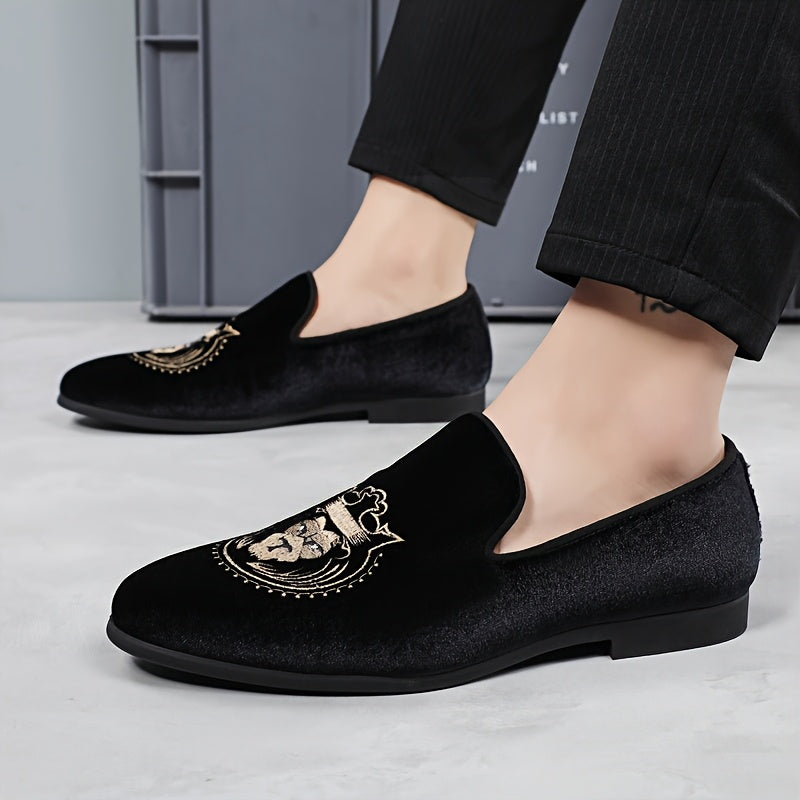 Men's Casual Slip-On Loafers with Lion Design