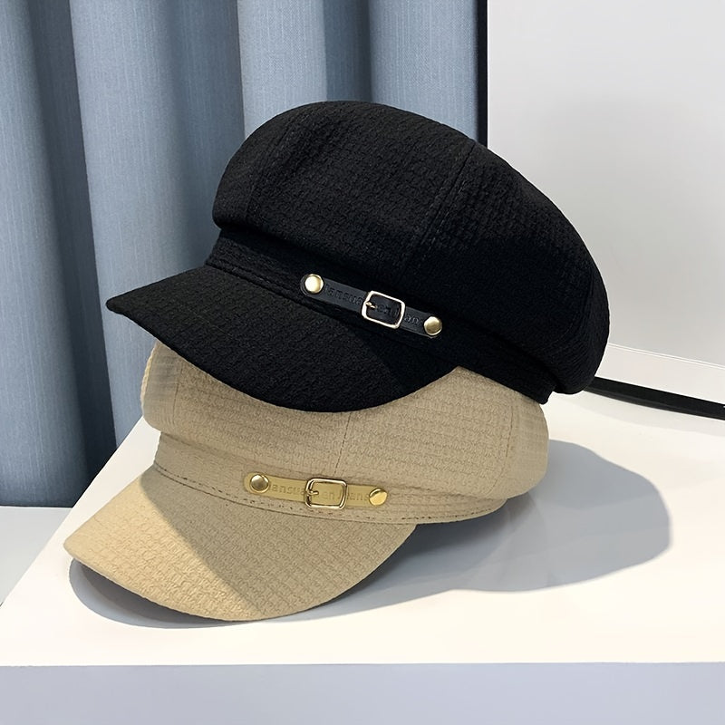 1pc Elegant Classic Newsboy Hat Lightweight Breathable Cap Solid Color Fashionable Hats For Women