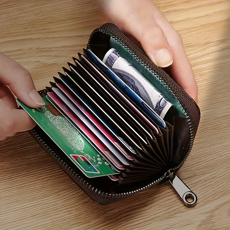 1pc Men'S Casual Faux Leather Wallet & Business Card Case, Black, Universal, PU Material, Smooth, Durable, Multi-Purpose, Large Capacity, with Multi-Card Slot, ID Card Bag, Zipper Pocket, Stylish, Safe, Anti-Degaussing, for D