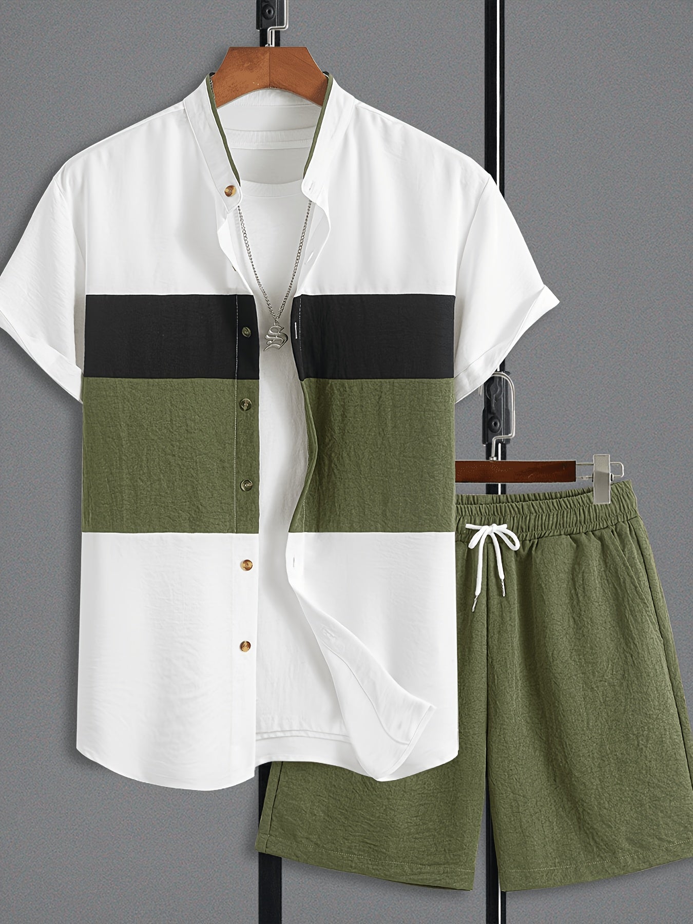 Men's Casual Summer Short Sleeve Shirt and Shorts Set