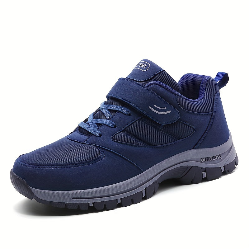 Men's Breathable Casual Shoes With Hook And Loop Fastener, Comfy Soft Sole Sneakers For Outdoor Jogging, Spring And Summer