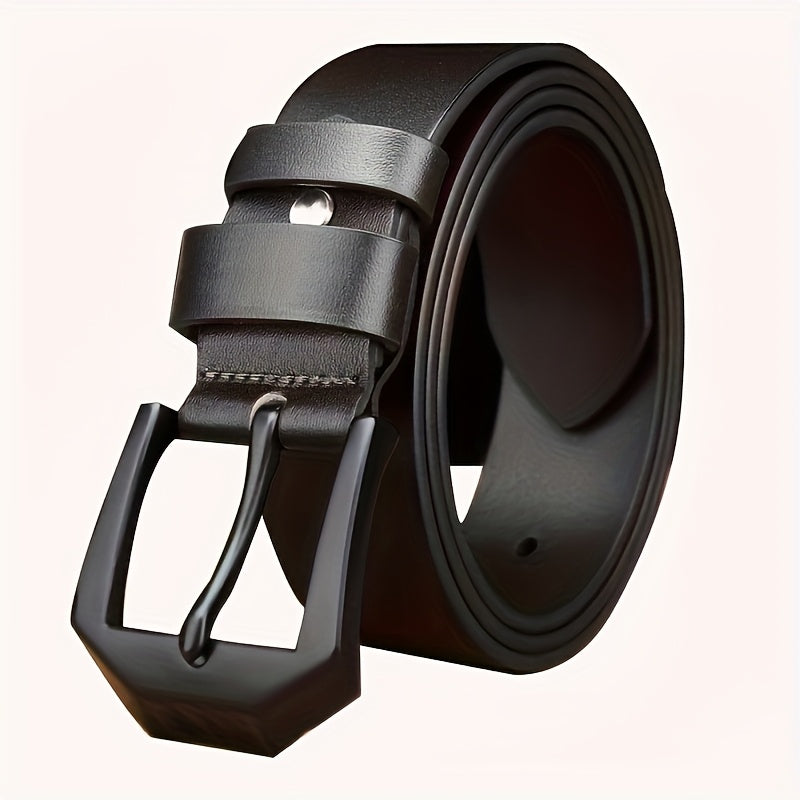 Men's Genuine Leather Belt - Adjustable Black/Brown Cowhide with Polished Alloy Square Buckle, Vintage Casual to Business Style, Versatile Men's Belt | Sophisticated Style | Durable Leather Belt