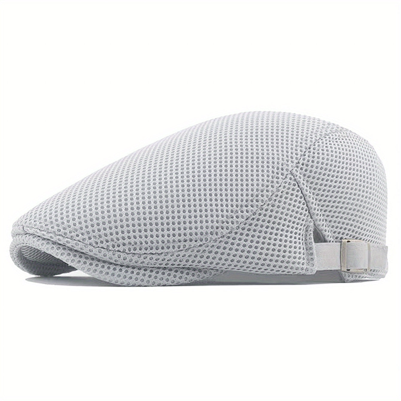 1 Men's Breathable Mesh Beret Hat - Casual Summer Style, 100% Polyester with Adjustable Faux Leather Strap for Comfort Fit
