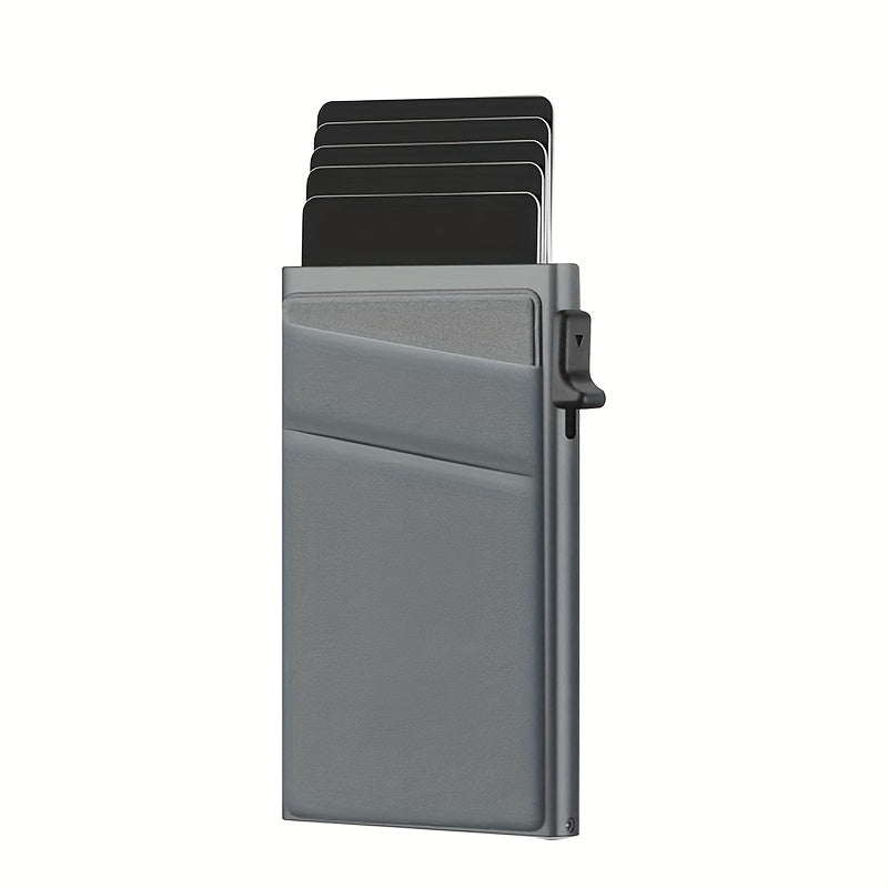 Simple RFID Blocking Aluminum Alloy Credit Card Holder with Money Bag for Men