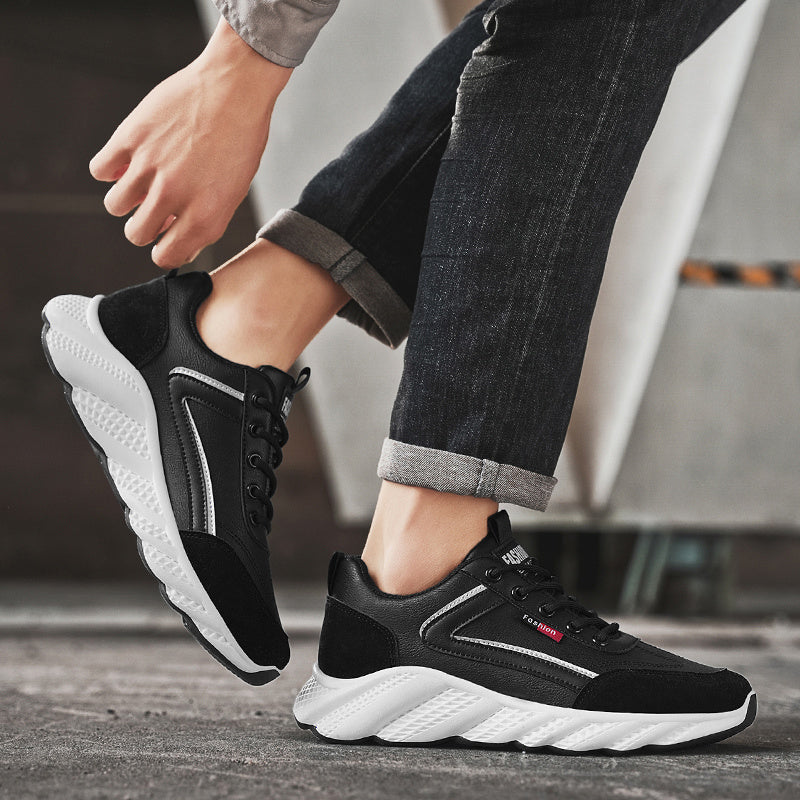 Men's Retro Sneakers - White Green Accent Lace-Up Shoes, Cushioned PVC Sole for All-Day Comfort, Low-Top Sneakers for Gym, Office, Casual Attire - Model HX-7, Gym Footwear, Sleek Casual Style, Fabric Upper, Durable Traction
