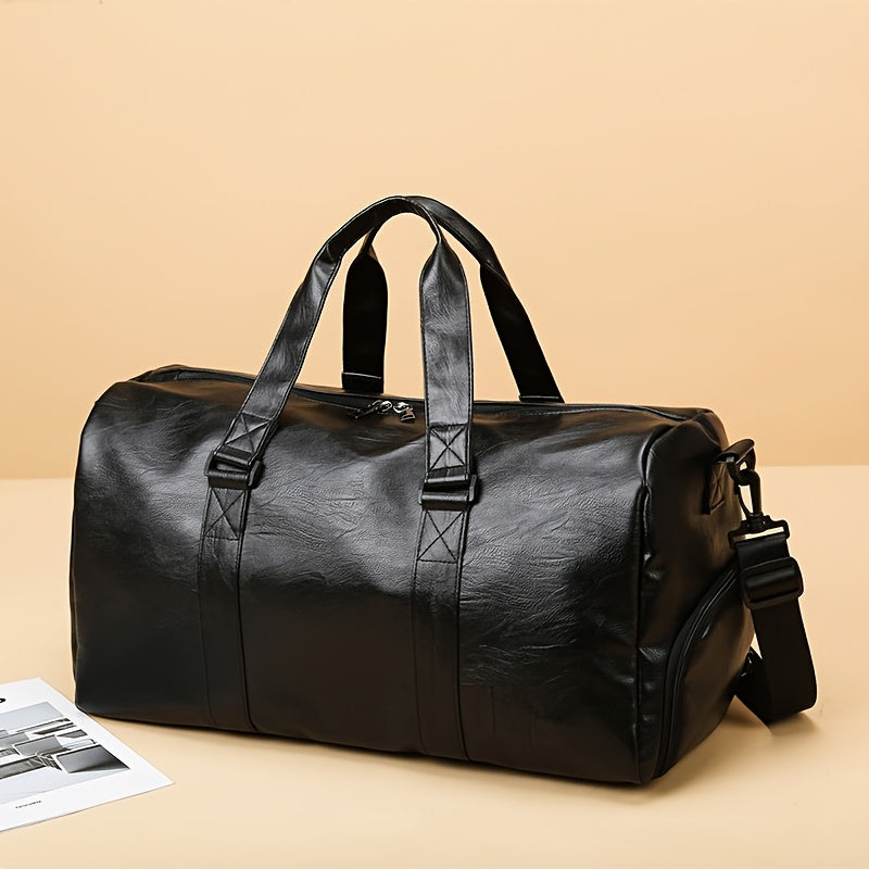 Large Capacity Lightweight Durable Business Travel Bag - Black Polyester Gym Duffel with Adjustable Shoulder Straps & Zipper Closure for Commuting, Weekend Trips, Daily Commute, Commuting Essentials, Minimalist Design, Reinfo