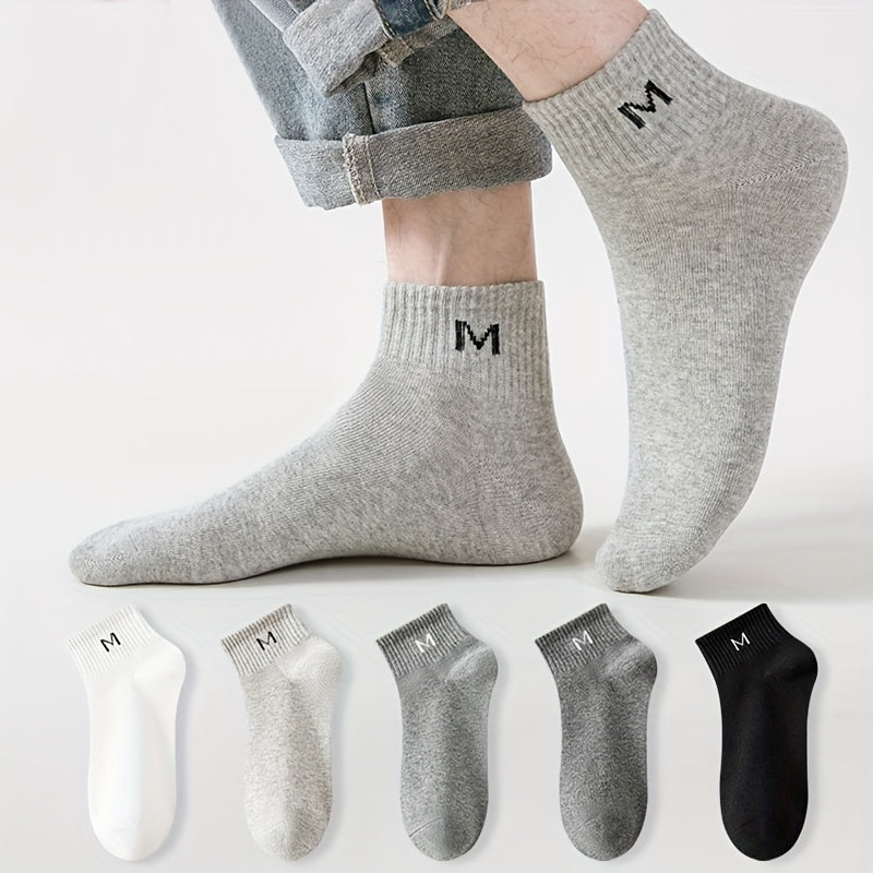 5pairs Men's Thin Mesh Breathable Sweat Absorption Socks For Summer, Men's Trendy Socks