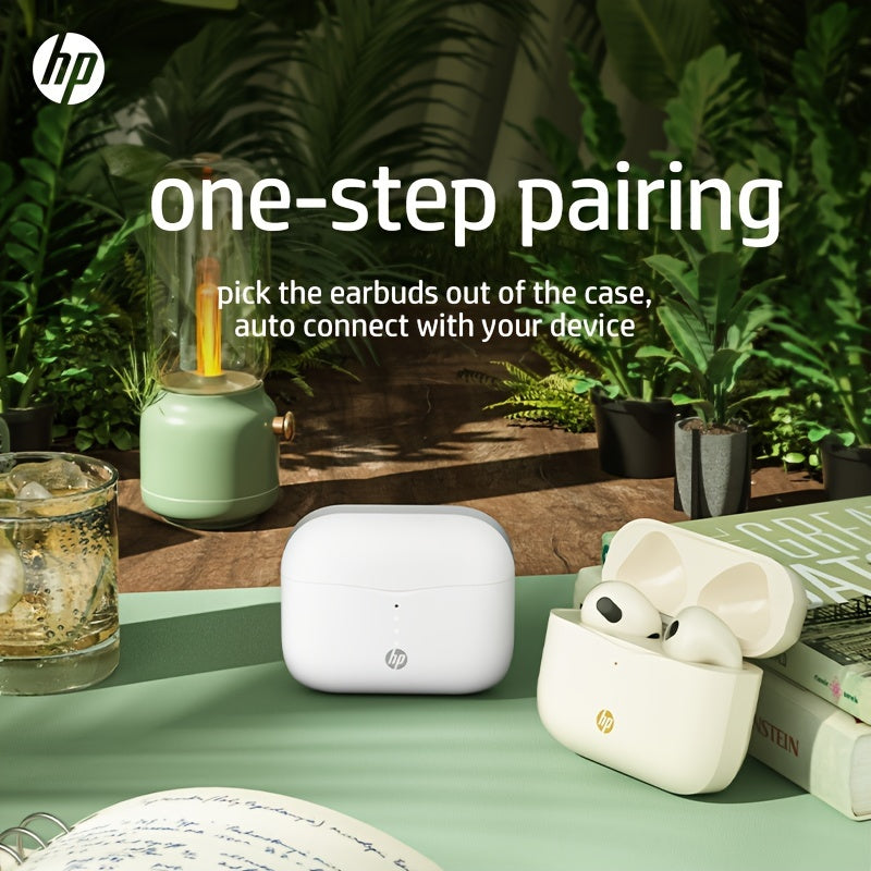 HP True Wireless Earbuds, Lightweight In-Ear Headphones with a Built-In Microphone, Offering Immersive Premium Sound And a Long-Range Connection, Complete with a Charging Case - Suitable for Both Iphone And Android Devices.