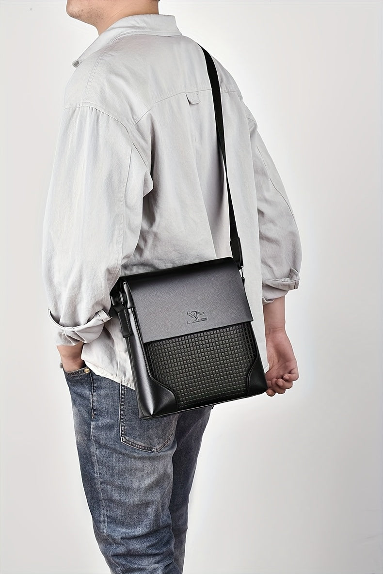 Men'S Stylish Casual Shoulder Crossbody Bag, Small Faux Leather Satchel.
