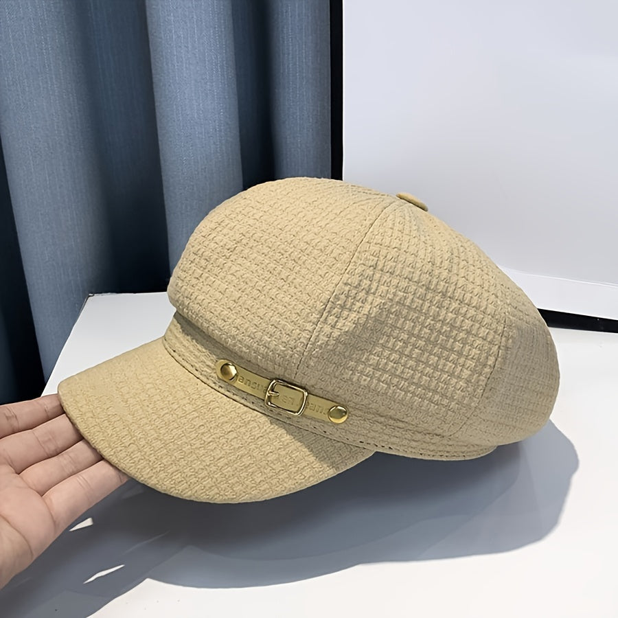 1pc Elegant Classic Newsboy Hat Lightweight Breathable Cap Solid Color Fashionable Hats For Women