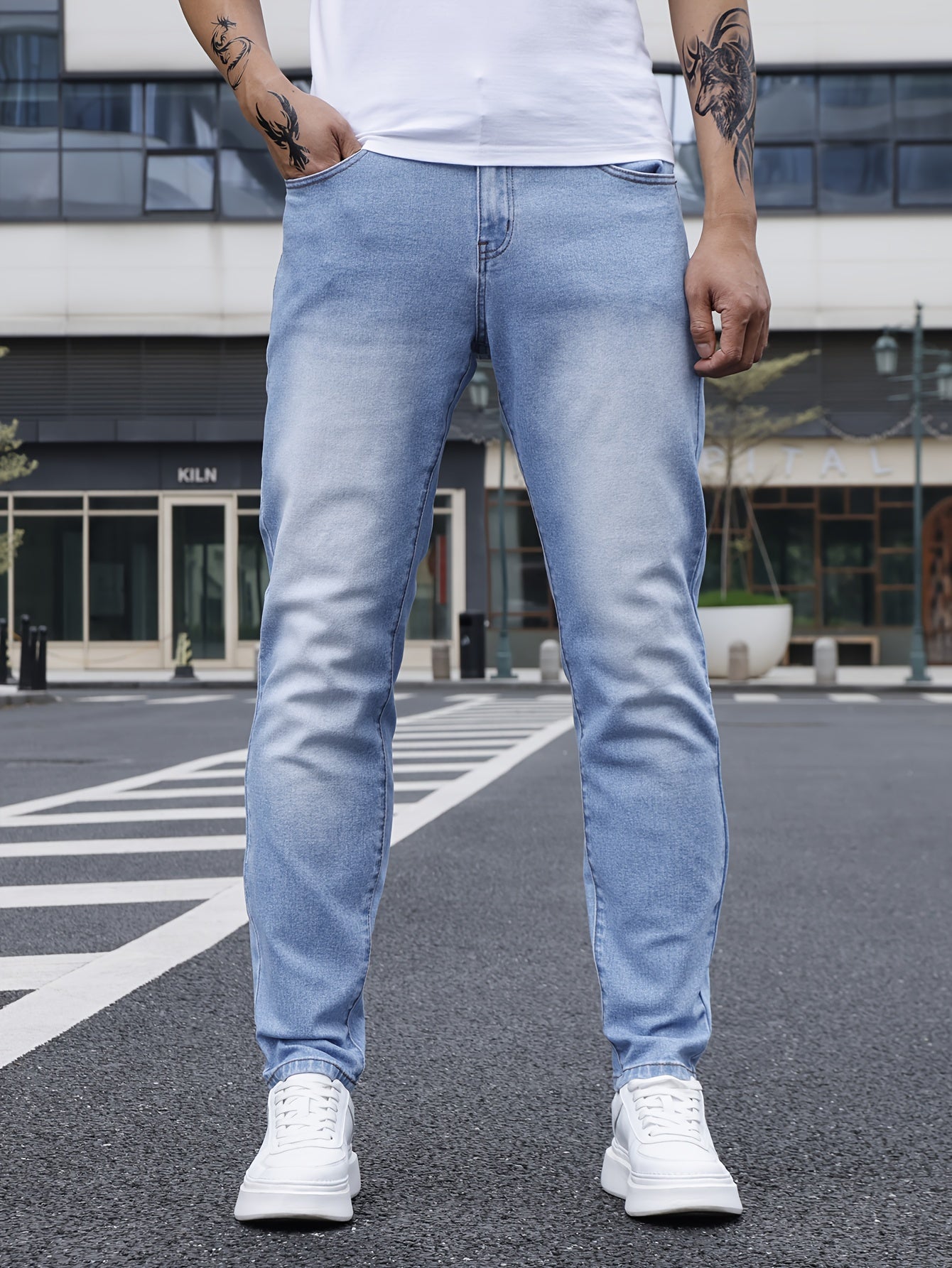 Men's Straight Leg Denim Pants, Men's Classic Design Jeans, Versatile For Four Seasons Wear