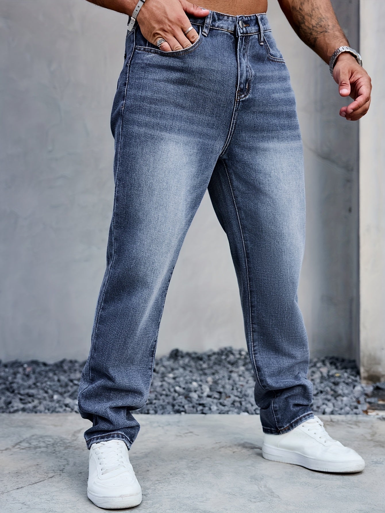 Men's Casual Denim Jeans, 80% 14.0% Viscose 5.0% Polyester 1.0% Modal Blend, Solid Color, Non-Stretch Fabric, Regular Fit, All-Season, Washed Finish, Woven - Multiple Sizes Available, Casual Wear Jeans|Versatile Jeans| Blend