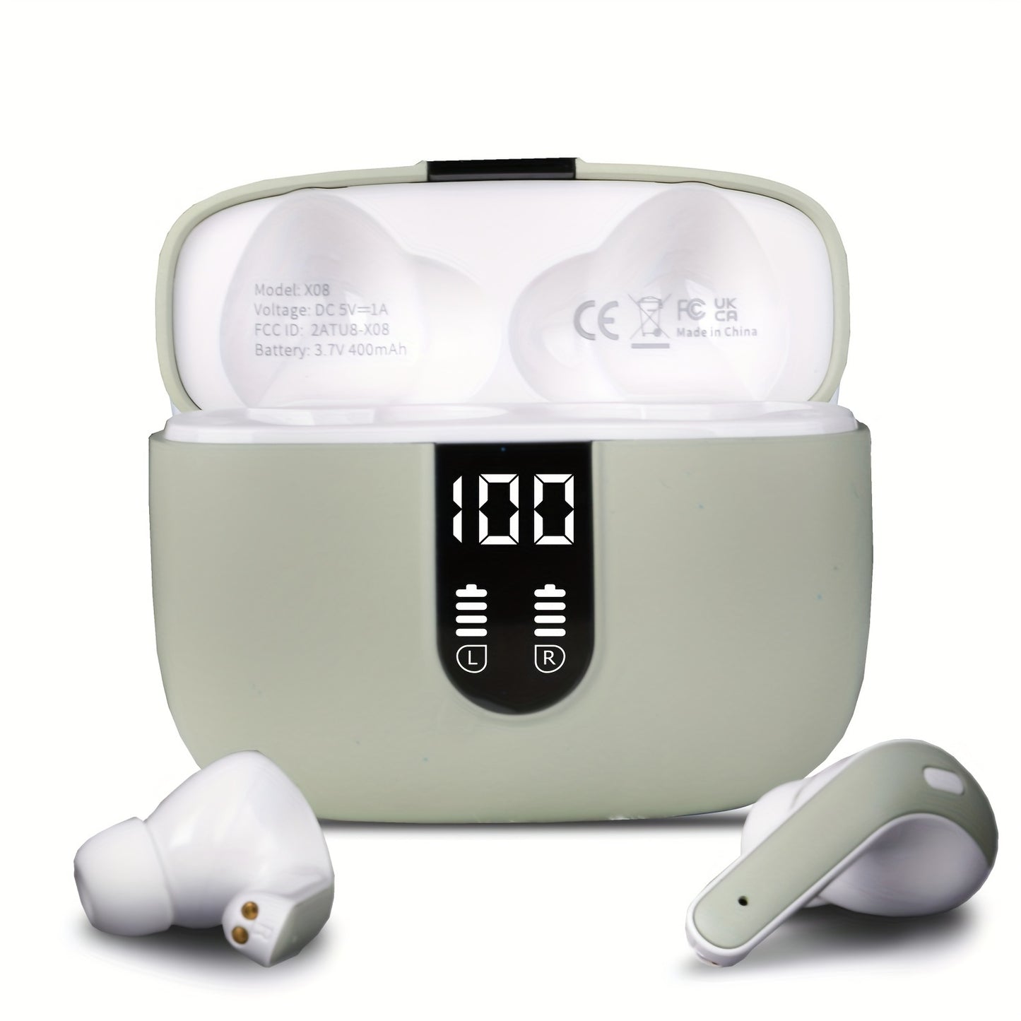 Wireless Earbuds with Mic, Earphones With LED Display, In-Ear Headphones With Mini Charging Case, TWS Headset For Men/Women