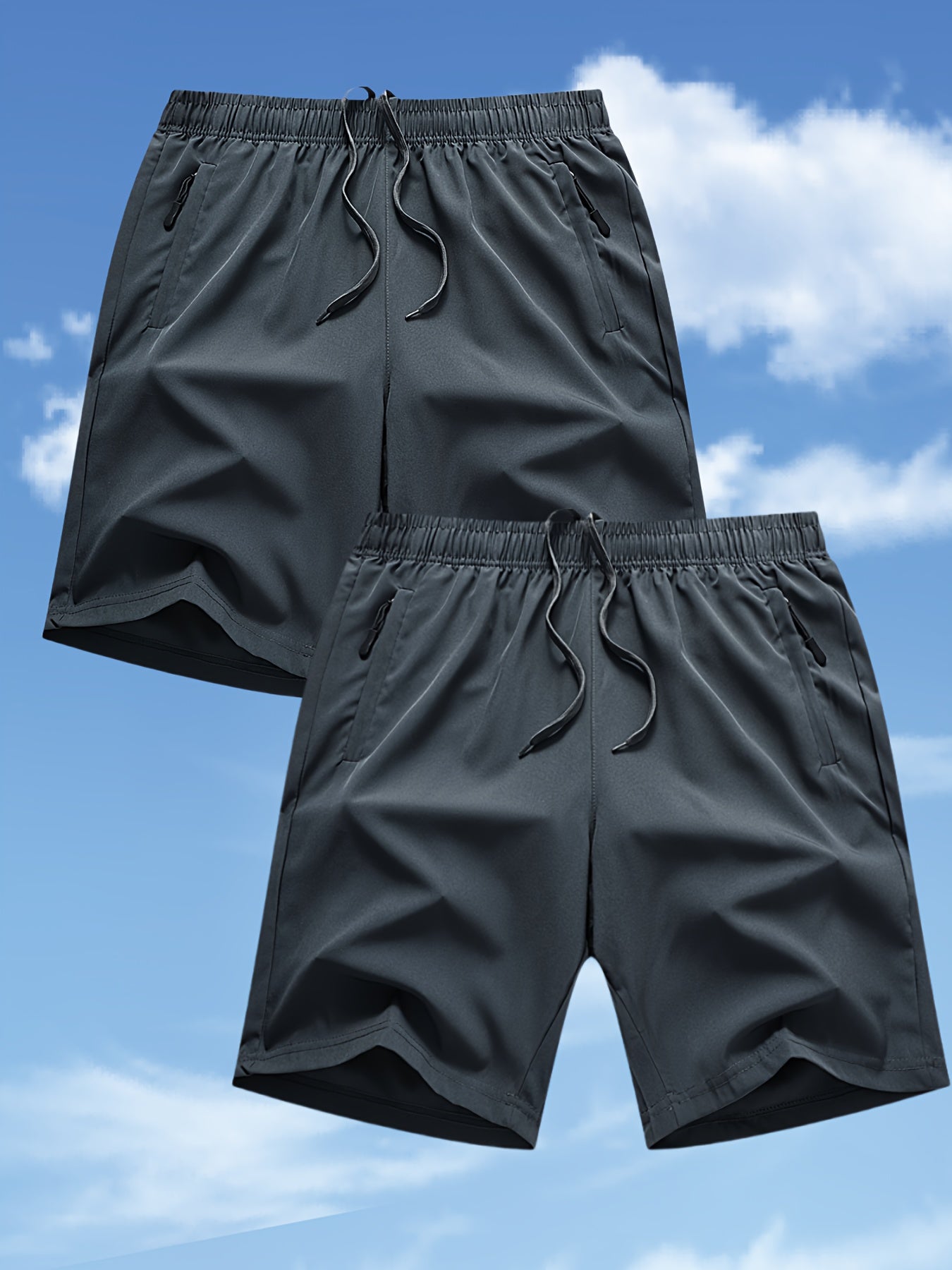 Men'S Summer Shorts in a Set of Two, Loose-Fitting, Breathable, Solid Color, Quick-Drying, Lightweight And Trendy.