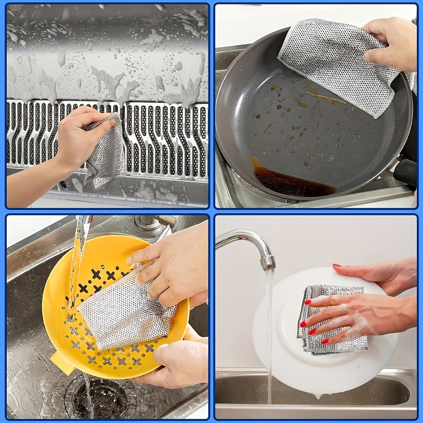 20/10/5 Pack Ultra-Fine Mesh Non-Stick Oil-Free Cleaning Cloths, Reusable & Highly Absorbent, Gentle on Surfaces, Space-Themed Knit Fabric, Solid Color, Hand Wash, for Kitchen Stove, Sink, Pots, Range Hood - Modern Christmas