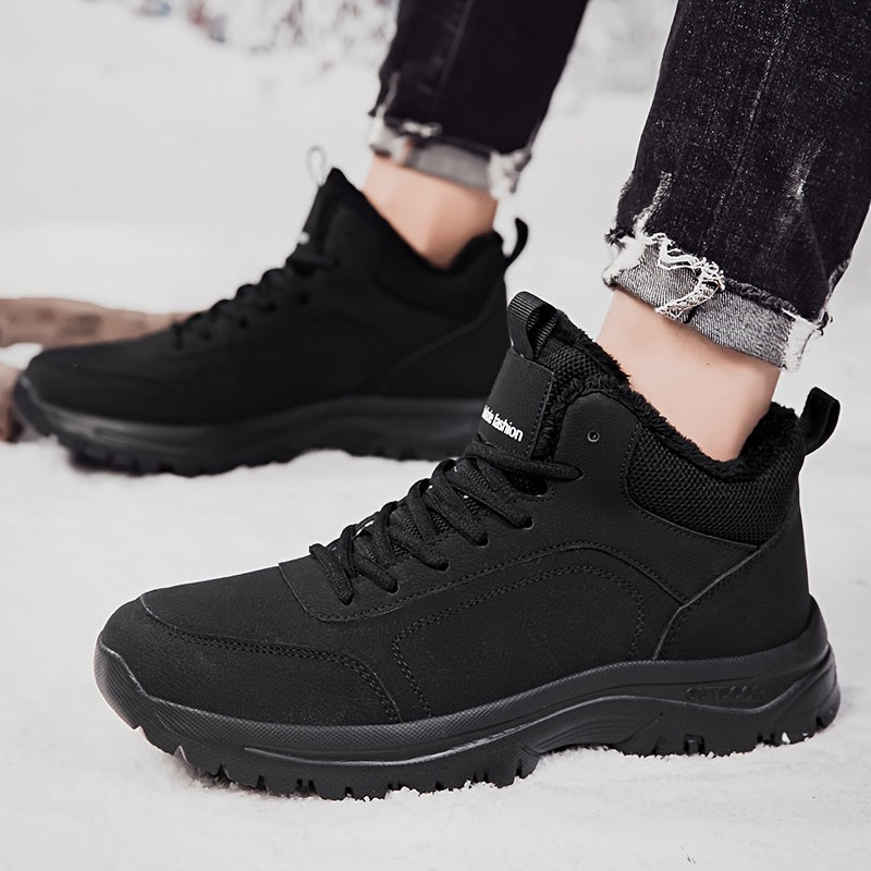 Men's Winter High-Top Footwear - Thick Insulation for Cold Protection, Comfortable Hiking and Walking Shoes