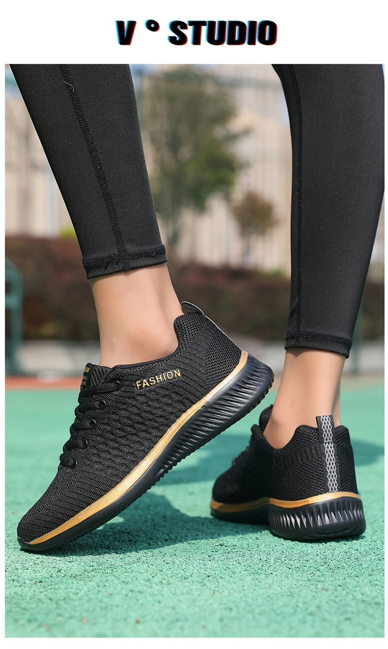 Women's Lightweight Lace-Up Casual Sneakers, Breathable Soft Sole Platform Lace Up Walking Shoes, Comfortable Fashion Footwear plus size