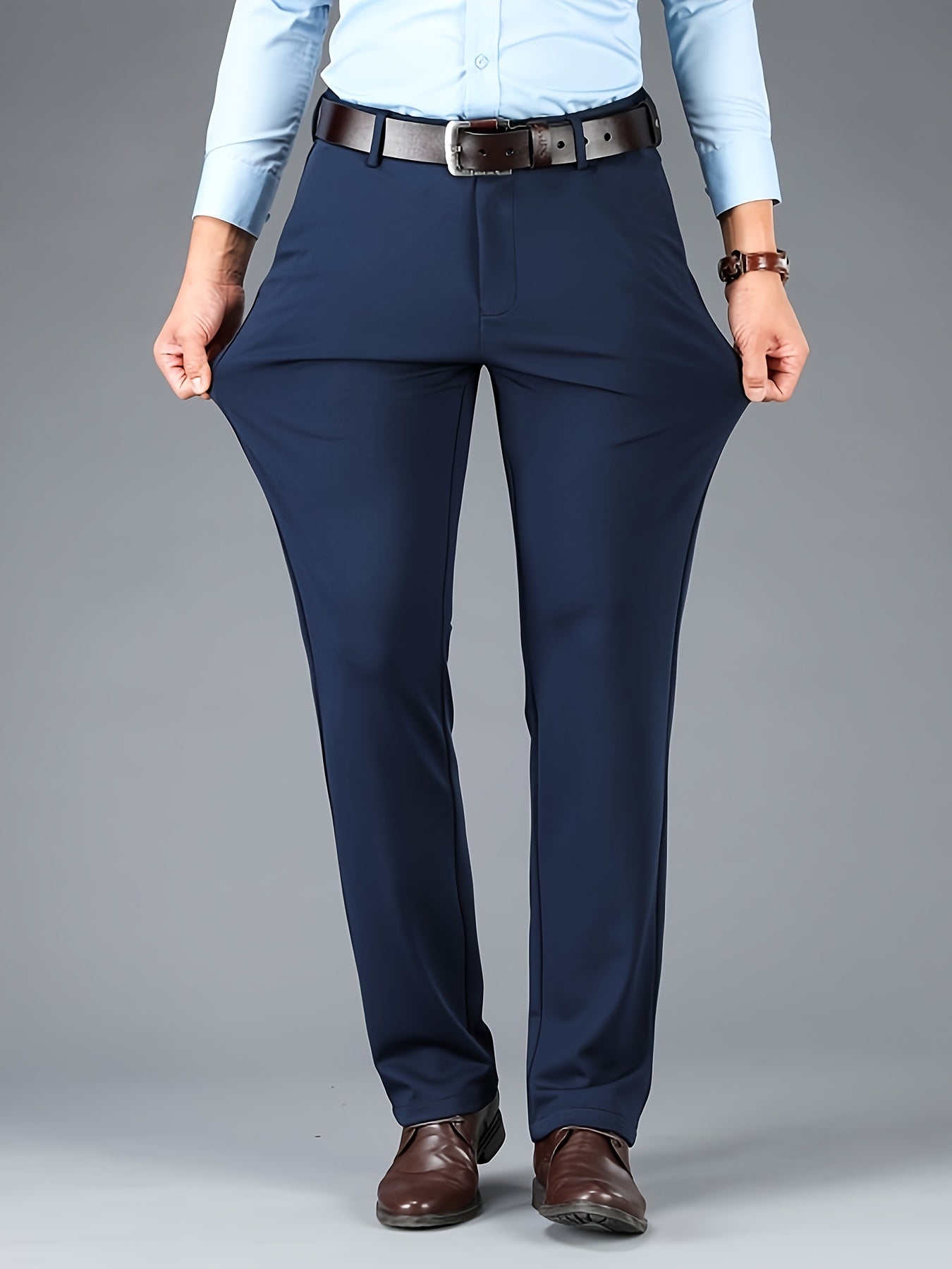 Men's Casual Straight Leg Pants, Chic Business Style Versatile Trousers for Daily Wear