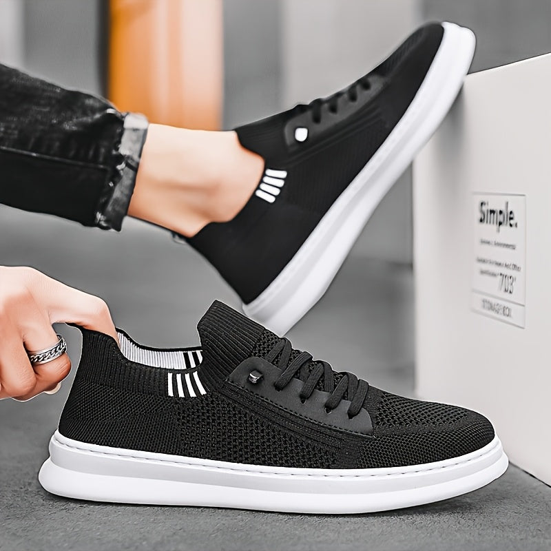 Men'S Breathable Knit Mesh Running Shoes - Anti-Odor Casual Sneakers with Soft EVA Sole, Round Toe Design Low-Top Lace-Up for Jogging, Hiking, Outdoor Daily Wear - Khaki/Black/Gray, Jogging Shoes