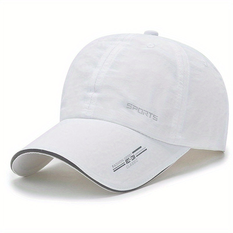 Unisex Polyester Baseball Cap, Quick-Dry Breathable Duck Hat with Reflective Strip, Sun Protection Snap Closure, Hand Wash Only, Stretch Fit for Spring/Summer Outdoor Travel Sports