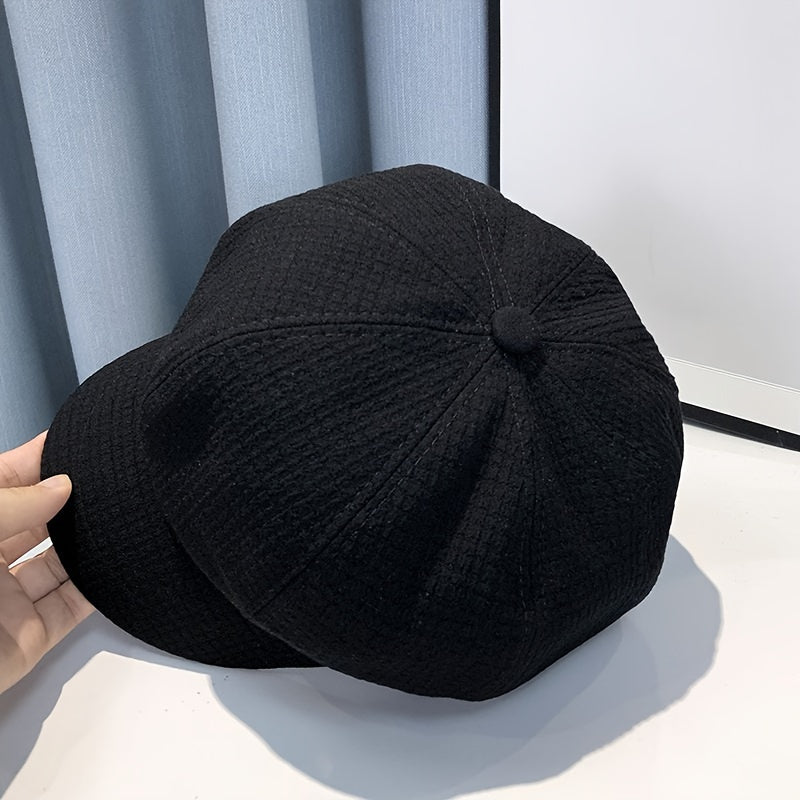 1pc Elegant Classic Newsboy Hat Lightweight Breathable Cap Solid Color Fashionable Hats For Women