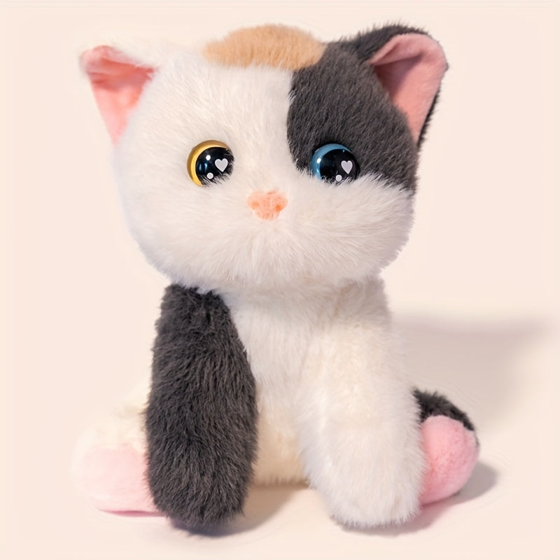 Adorable Plush Toy of a Calico Cat, Soft And Fluffy, Perfect for Gifts During The Holidays Or As Home Decoration.
