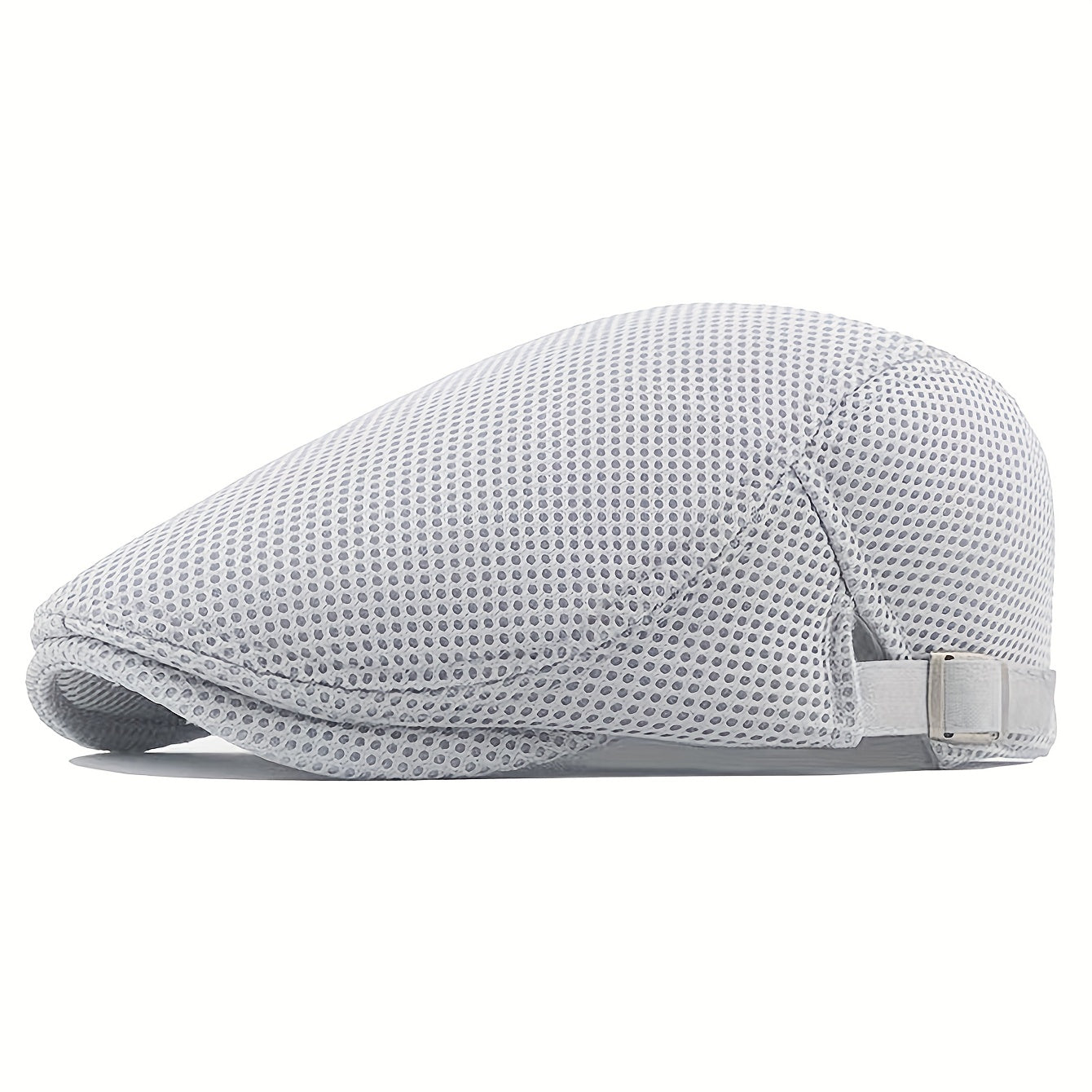 1 Men's Breathable Mesh Beret Hat - Casual Summer Style, 100% Polyester with Adjustable Faux Leather Strap for Comfort Fit