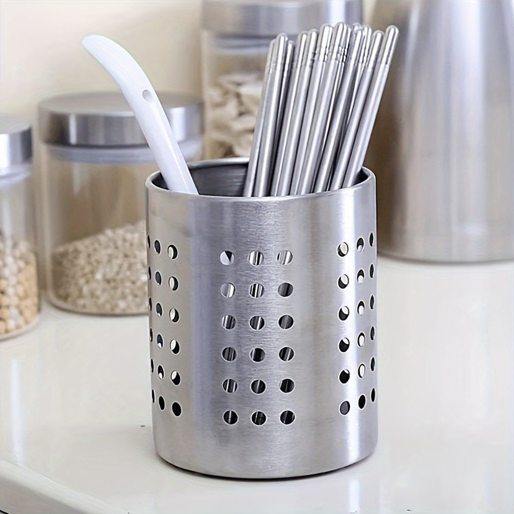 Stainless Steel Utensil Holder - Multipurpose Kitchen Organizer Caddy for Chopsticks, Spoons, Forks, Knives - Food-Safe Cutlery Storage for Home & Commercial Use