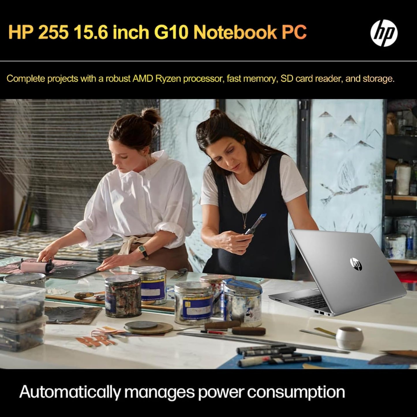 HP 255 G10 Laptop for Home or Work, 16GB RAM, 1TB SSD, 15.6" Full HD, Ryzen 3 7330U (Beat Intel I5-1135G7), HDMI, USB-C, Windows 11 Pro, Business and Fun Ready