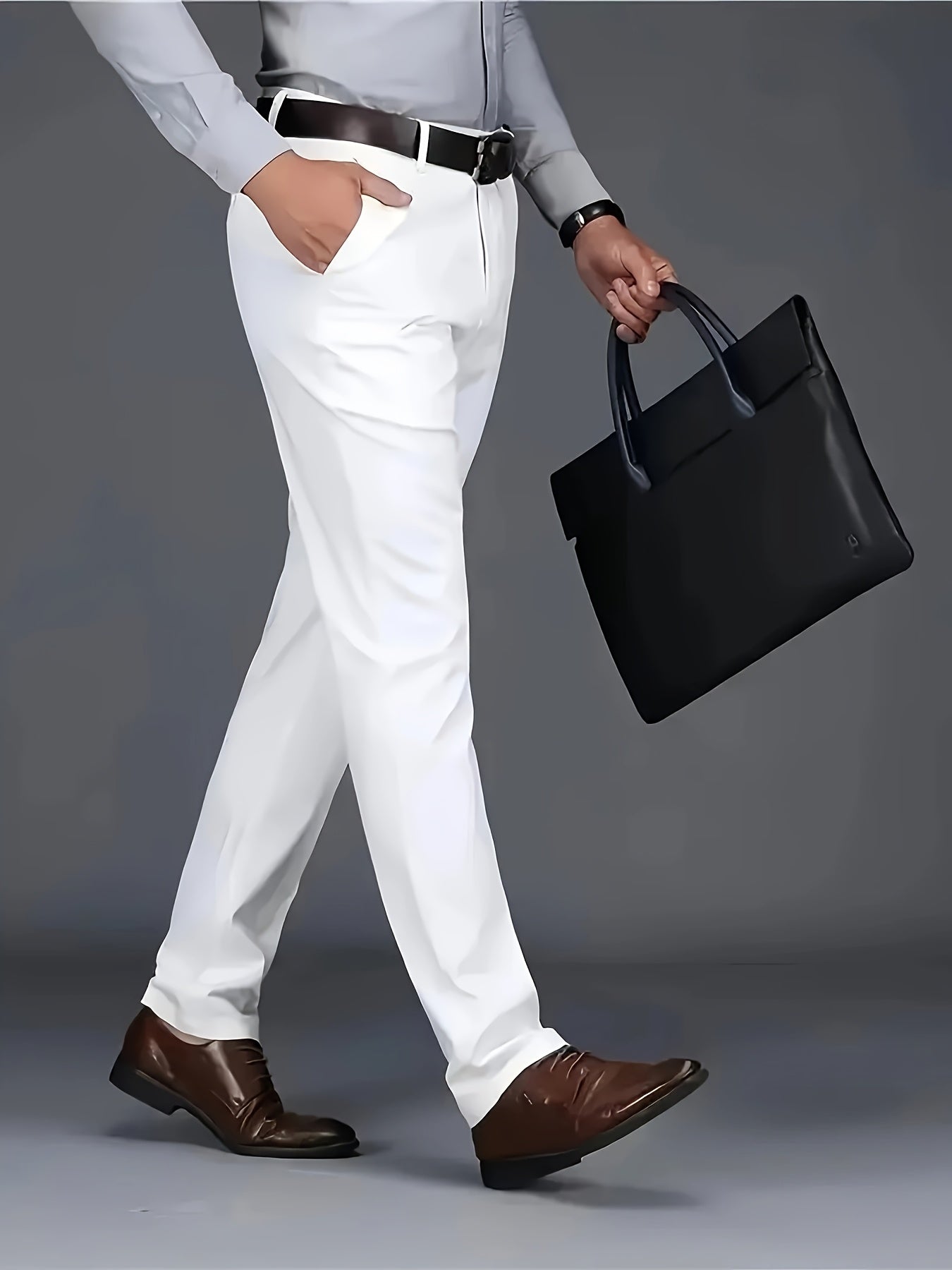 New Casual Formal Pants for Men in Four Seasons, Featuring a Business Style with Trendy Long Trousers. Fashionable And Versatile Men'S Elastic Dress Pants with a Comfortable Classic Design for Casual Wear.