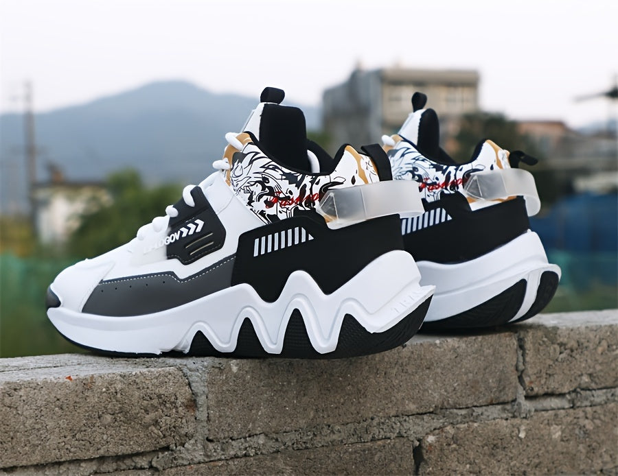 Men'S Stylish High-Top Sneakers with "WOD" Logo - Comfortable, Non-Slip Lace-Up Athletic Shoes for Outdoor Activities, All-Season Wear, Casual Sports Style, Rubber Sole, Fabric Upper, Casual Athletic Shoes Stylish High Top