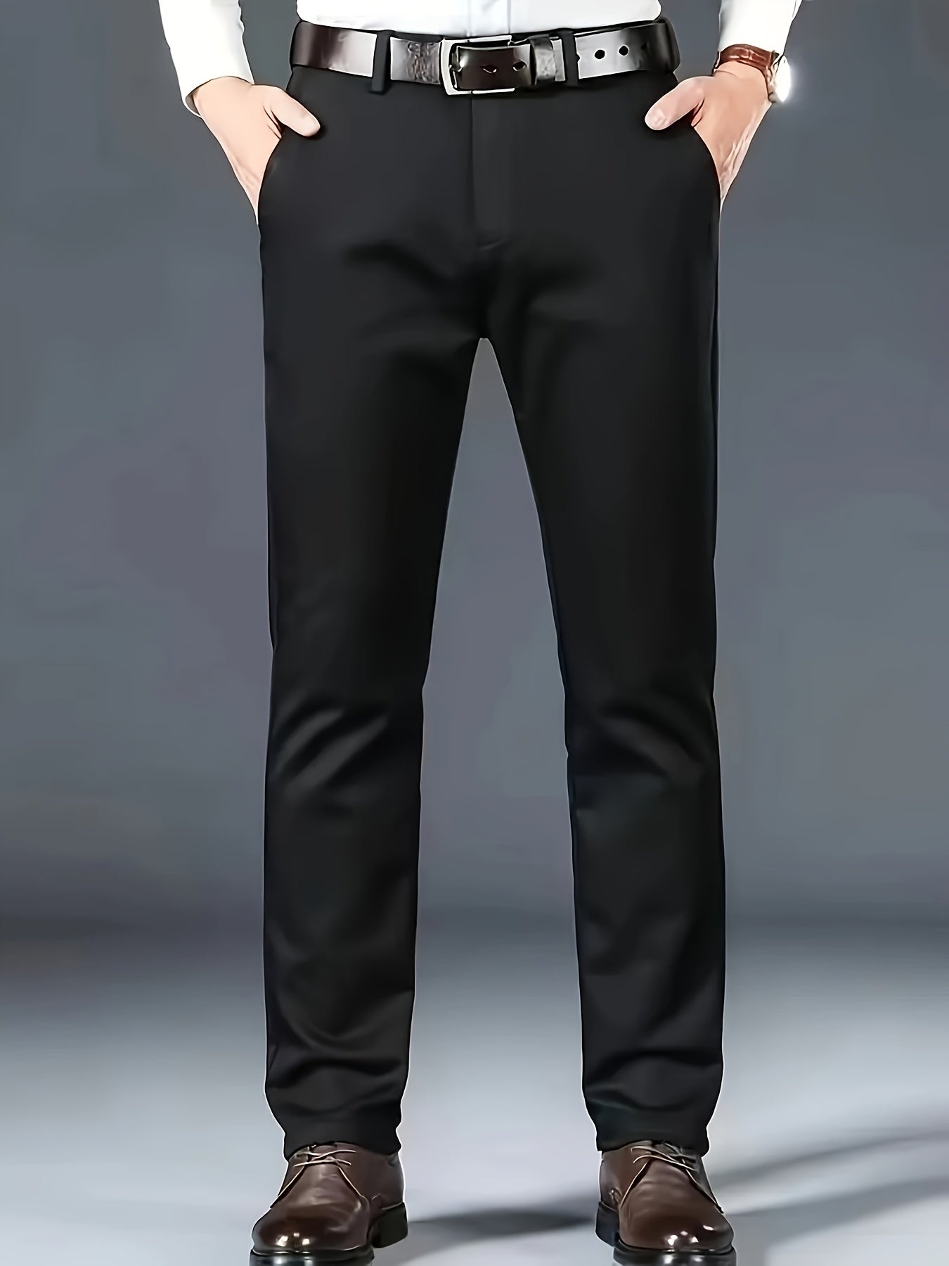New Casual Formal Pants for Men in Four Seasons, Featuring a Business Style with Trendy Long Trousers. Fashionable And Versatile Men'S Elastic Dress Pants with a Comfortable Classic Design for Casual Wear.
