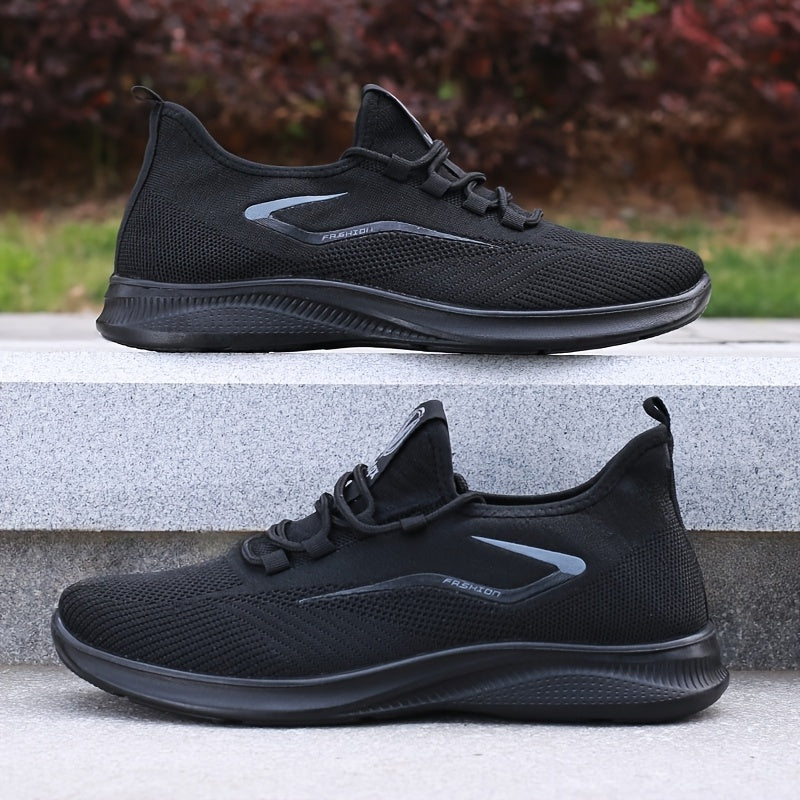 Men's Lightweight Slip-Resistant Casual Sneakers - Breathable Mesh & Fabric Upper, Durable PU Sole, Round Toe Low-Top Design for Hiking, Outdoor, Travel & Daily Wear - All-Season Comfort, Hiking Shoes, Outdoor Footwear, Sleek