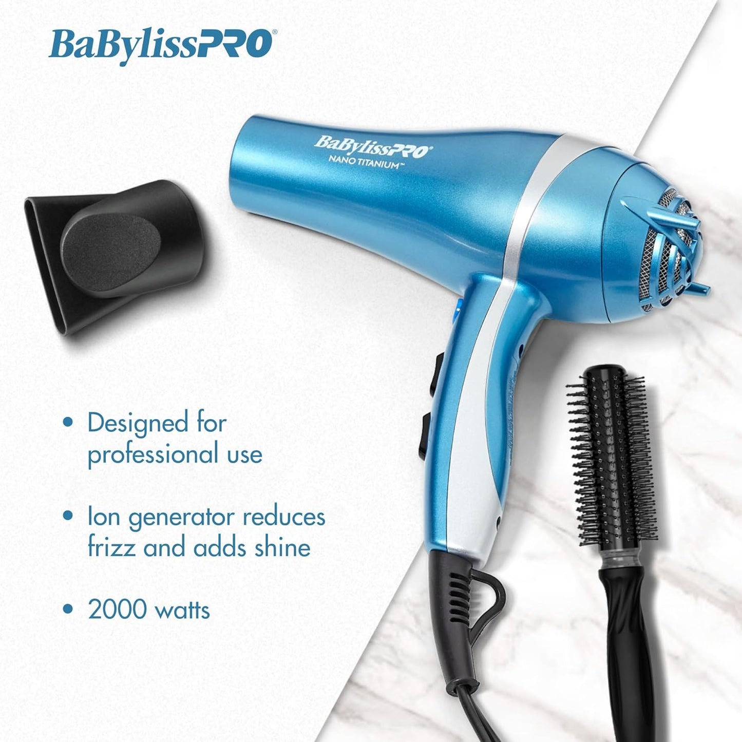 Babylisspro Hair Dryer, Nano Titanium 2000-Watt Blow Dryer, Professional/Ionic