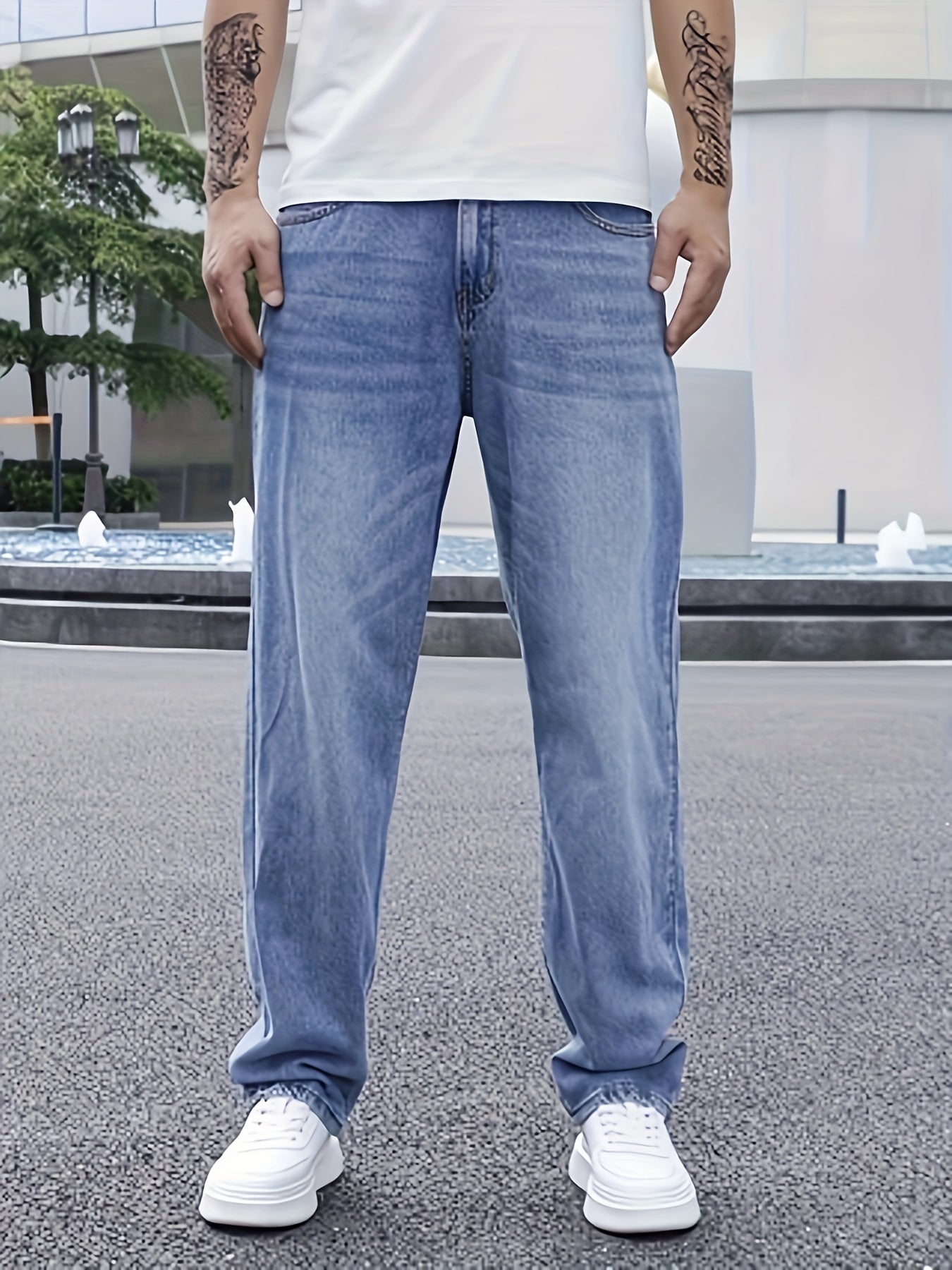 Men's Casual Regular Fit Jeans, Men's Versatile Lightweight Comfy Denim Pants For All Seasons