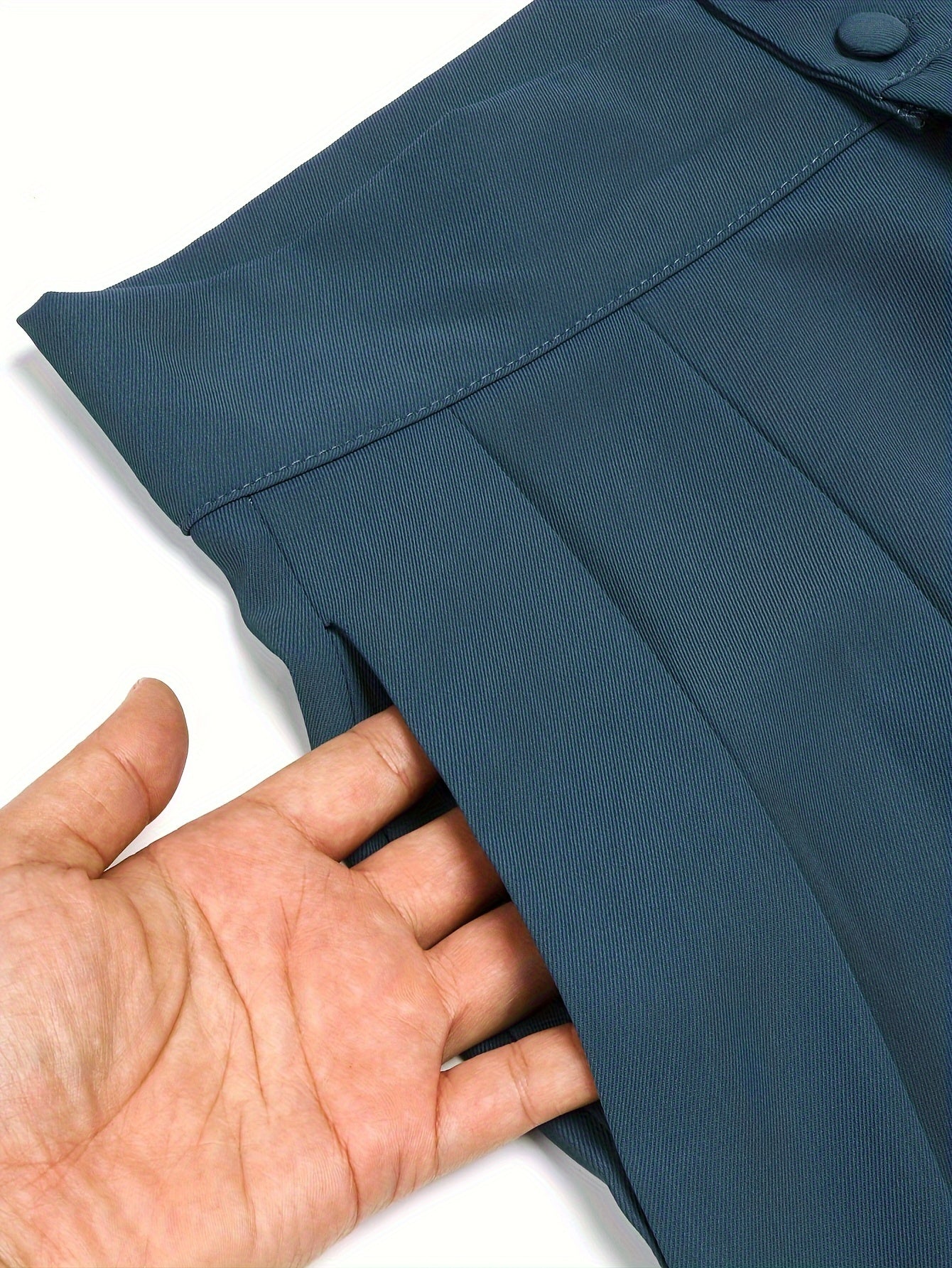 Solid Color Straight Leg Pants, Elegant High Waist Button Front Pants For Work & Office, Women's Clothing