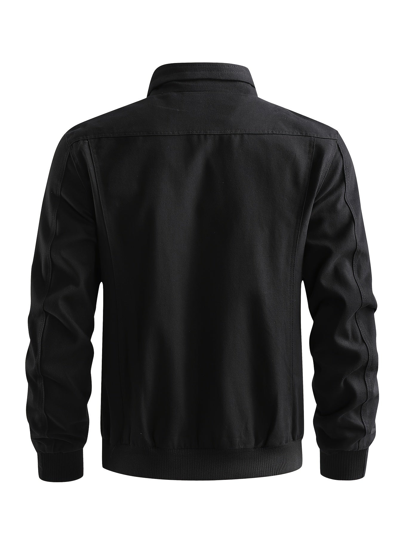 Men's Casual Bomber Jacket, Cotton Stand Collar Windbreaker Jacket With Pockets For Fall Winter