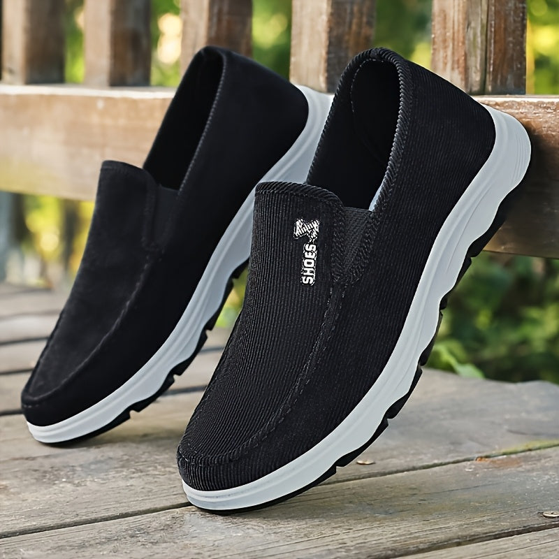 Men's Lightweight Breathable Canvas Loafers - Slip-On Casual Shoes for Walking, Driving & Outdoor Activities, Brown Fabric Upper with Rubber Sole, Comfortable and Stylish Design