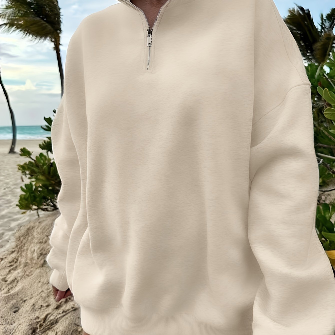 Women's Casual Heather Gray Half-Zip Sweatshirt - Soft Polyester & Elastane Blend, Long Sleeve, Stand Collar, Machine Washable - Perfect for Spring/Fall