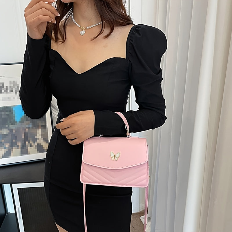 New Fashionable Minimalist Shoulder Bag Trendy Versatile Women'S Handbag Unique Crossbody Bag High-End Chic Tote Pure Diamond Solid Color Bag Fashionable Small Square Bag