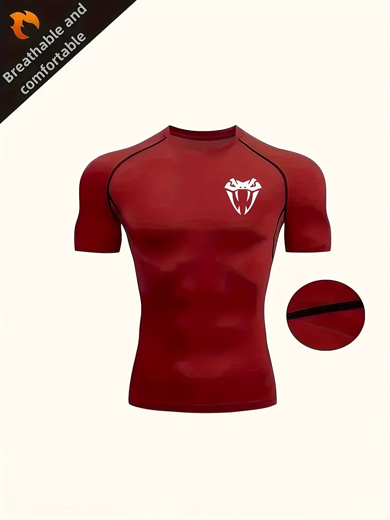 Men'S Quick-Dry Athletic Compression T-Shirt with Serpent Head Logo - Short Sleeve, High Stretch, Breathable Fabric for Running Workout, Blue