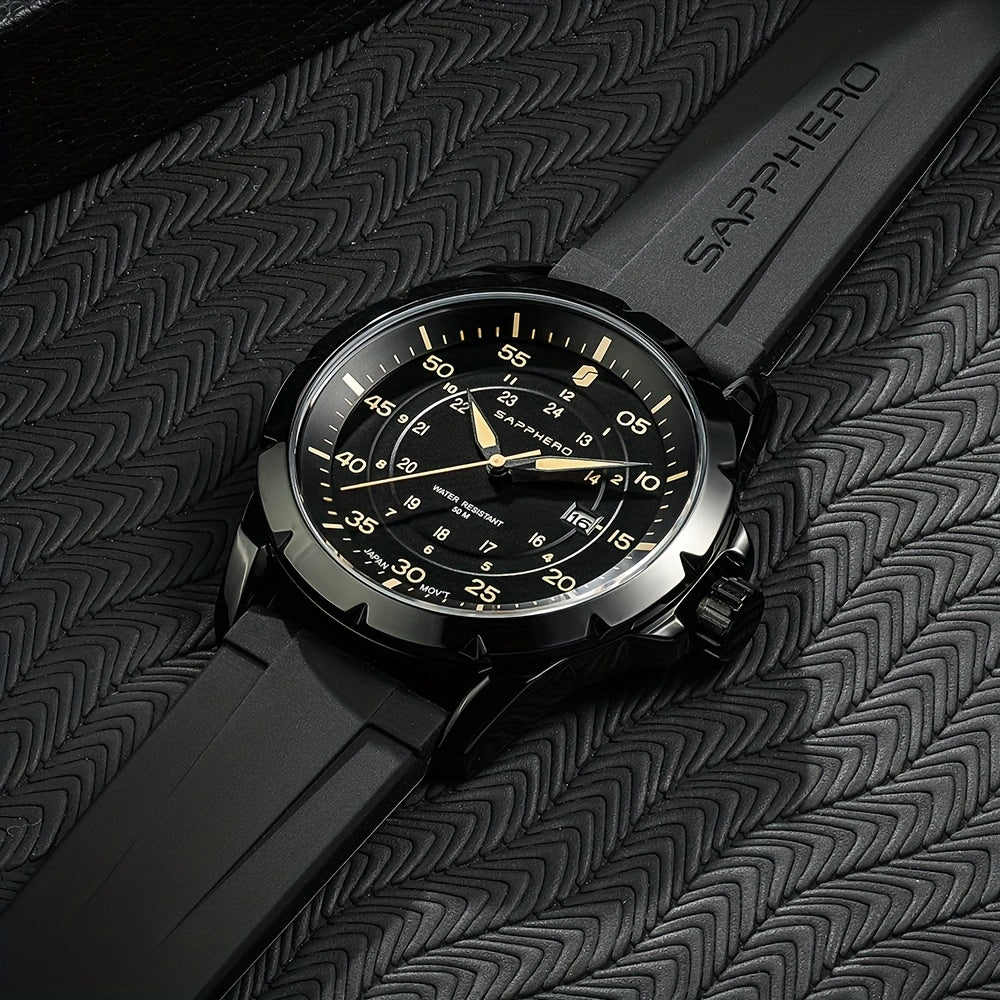 SAPPHERO Men's Luxury Watch - Stainless Steel Case & Band, 50m Waterproof, Analog Display with Date Window, Everyday & Formal Watch for Swimming, Business, Gifts - Affordable Luxury Wristwatch, Business Wristwatch, Sporty Ele