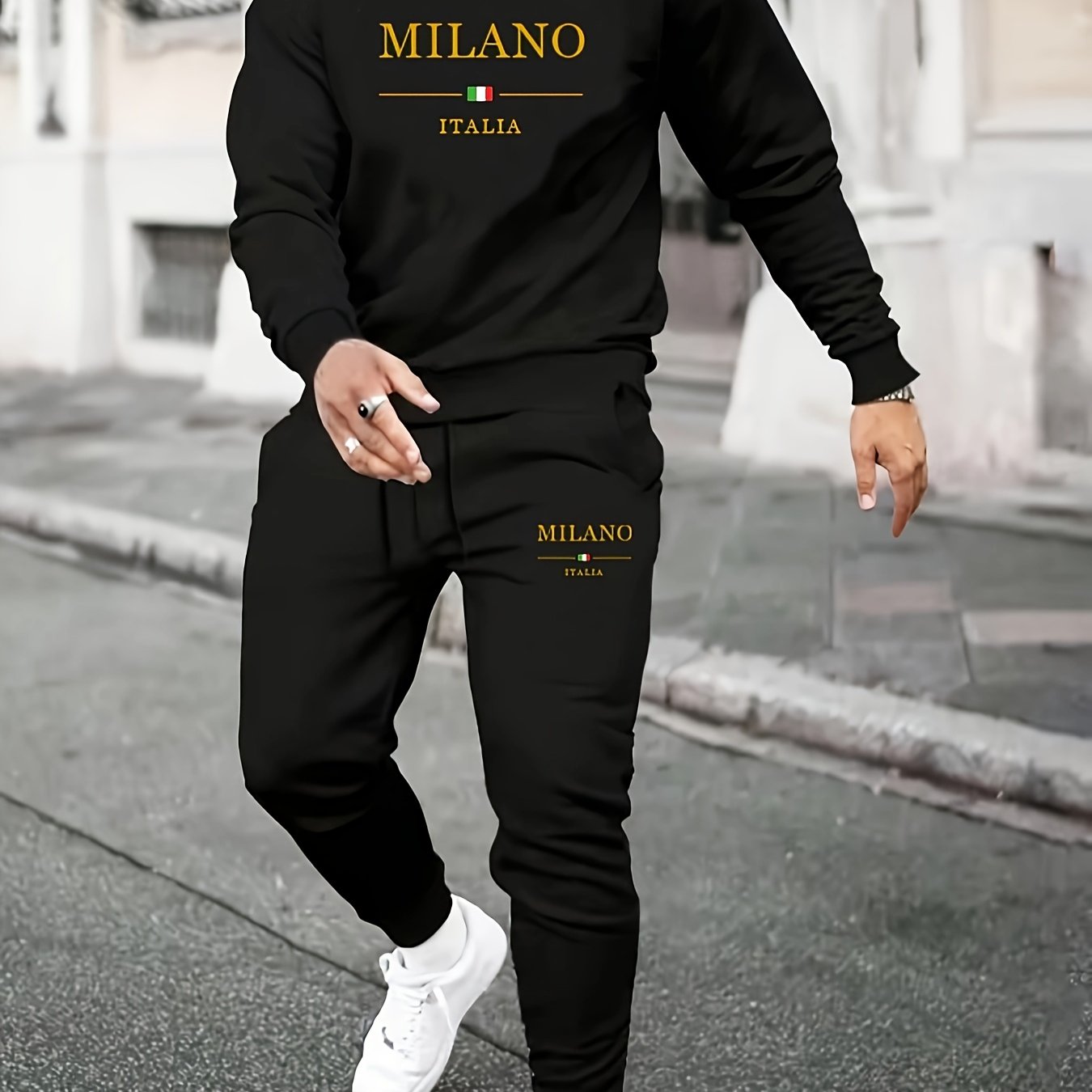 Տղամարդկանց նորաձև սպորտային MILANO կլոր օձիքով սվիտերի և տաբատի 2 հատանոց հավաքածու - Xingfan