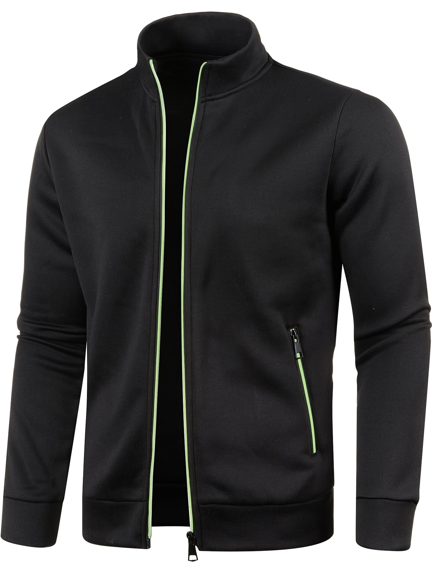 Elegant Mid Stretch Cardigan, Men's Casual Full Zip Up Cardigan Sweater Coat For Fall Winter